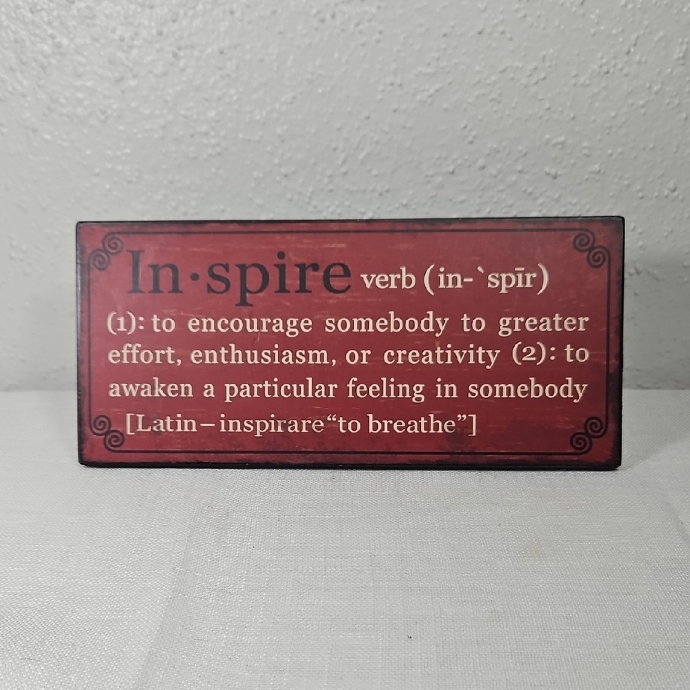 Hobby Lobby Red Inspire Definition Motivational Wood Plaque 4.5x10